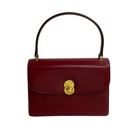 CELINE Handbag leather wine-red Star Ball logo Metal Women Used Authentic