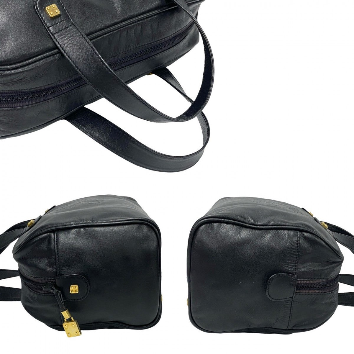 LOEWE Handbag leather black Anagram logo Amazonas Women Used Authentic