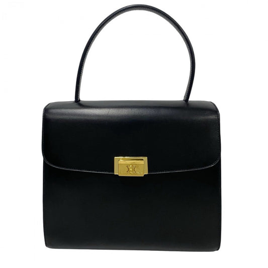 CELINE Handbag Calfskin, Leather black Triomphe logo Metal Women Used Authentic