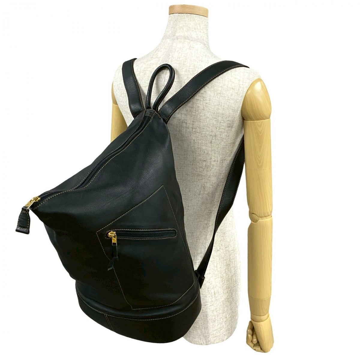LOEWE Backpack leather black Anagram logo Anton Women Used Authentic