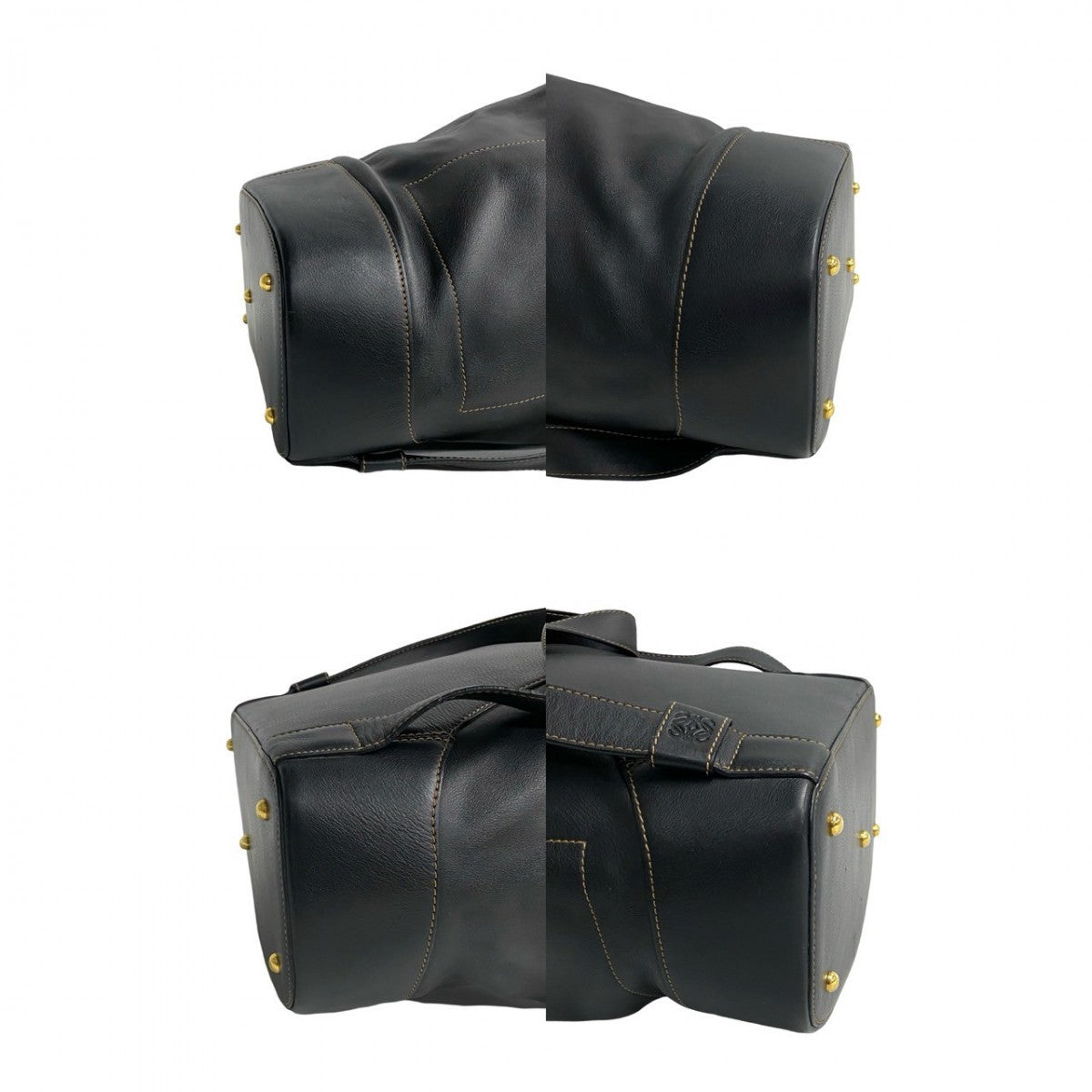LOEWE Backpack leather black Anagram logo Anton Women Used Authentic