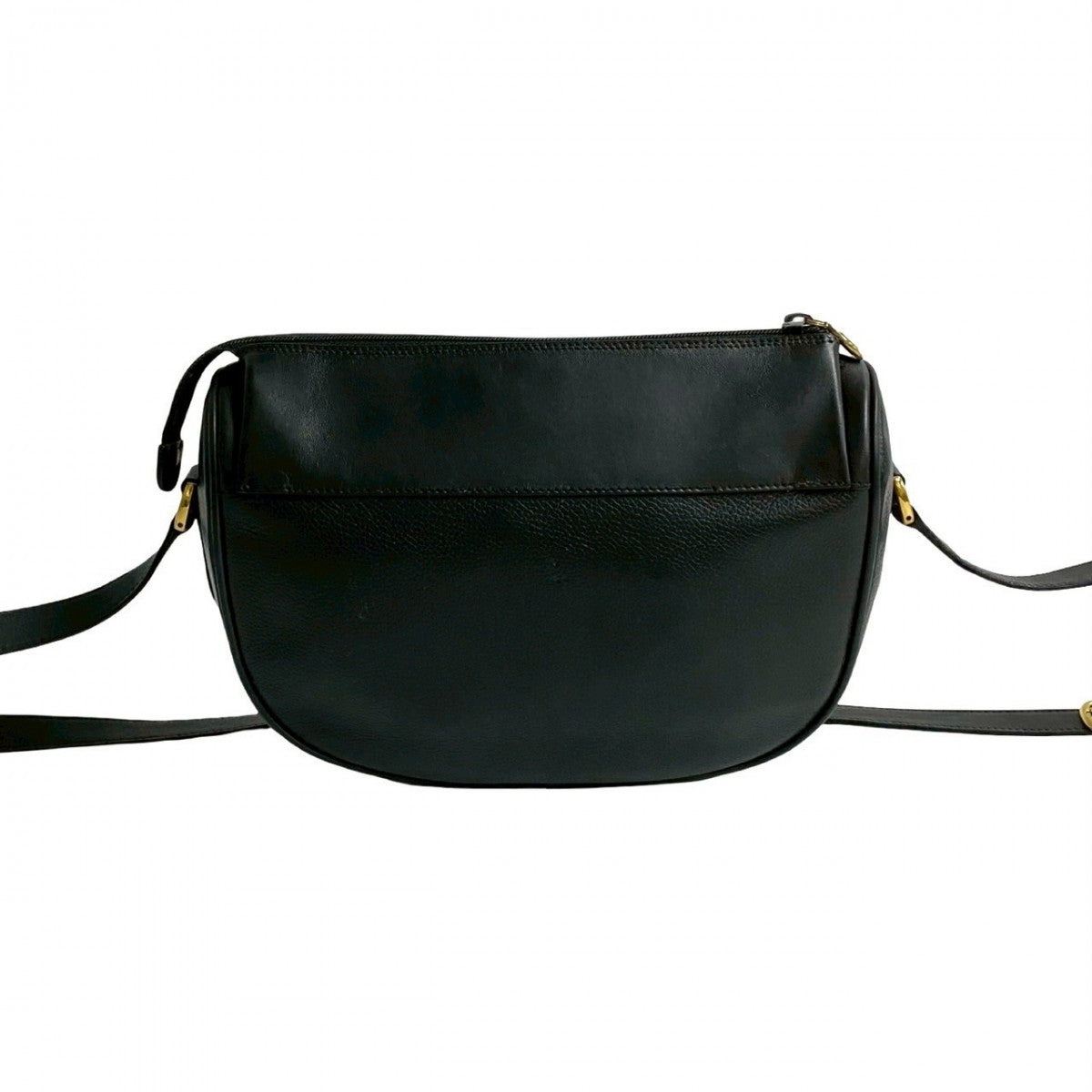 GUCCI Shoulder Bag leather black GG logo Metal Women Used Authentic