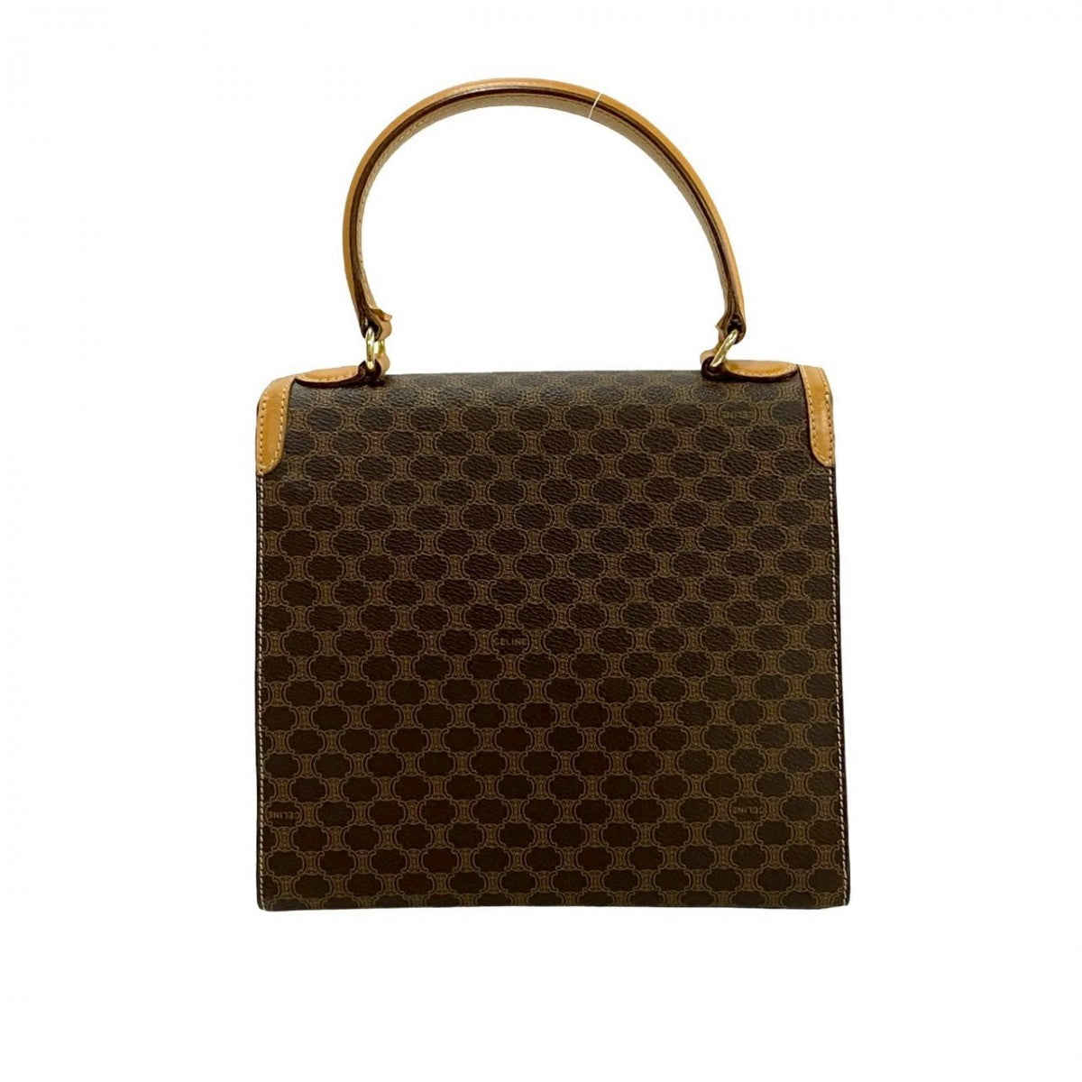 CELINE Shoulder Bag Leather, PVC Brown Macadam Blason Triomphe Pattern logo ring Metal Women Used Authentic