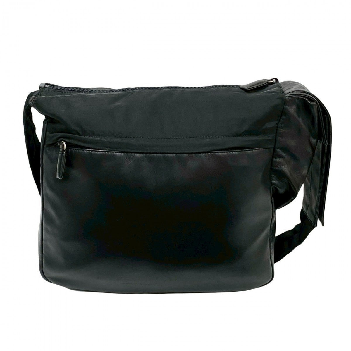 PRADA Shoulder Bag leather black logo mens Used Authentic