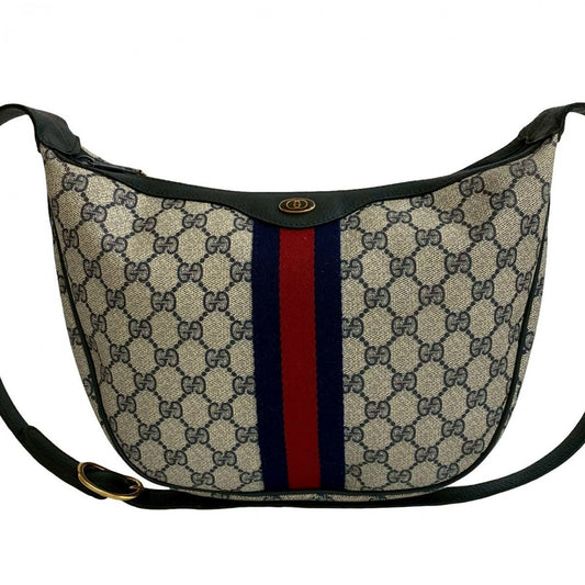 GUCCI Shoulder Bag leather Navy