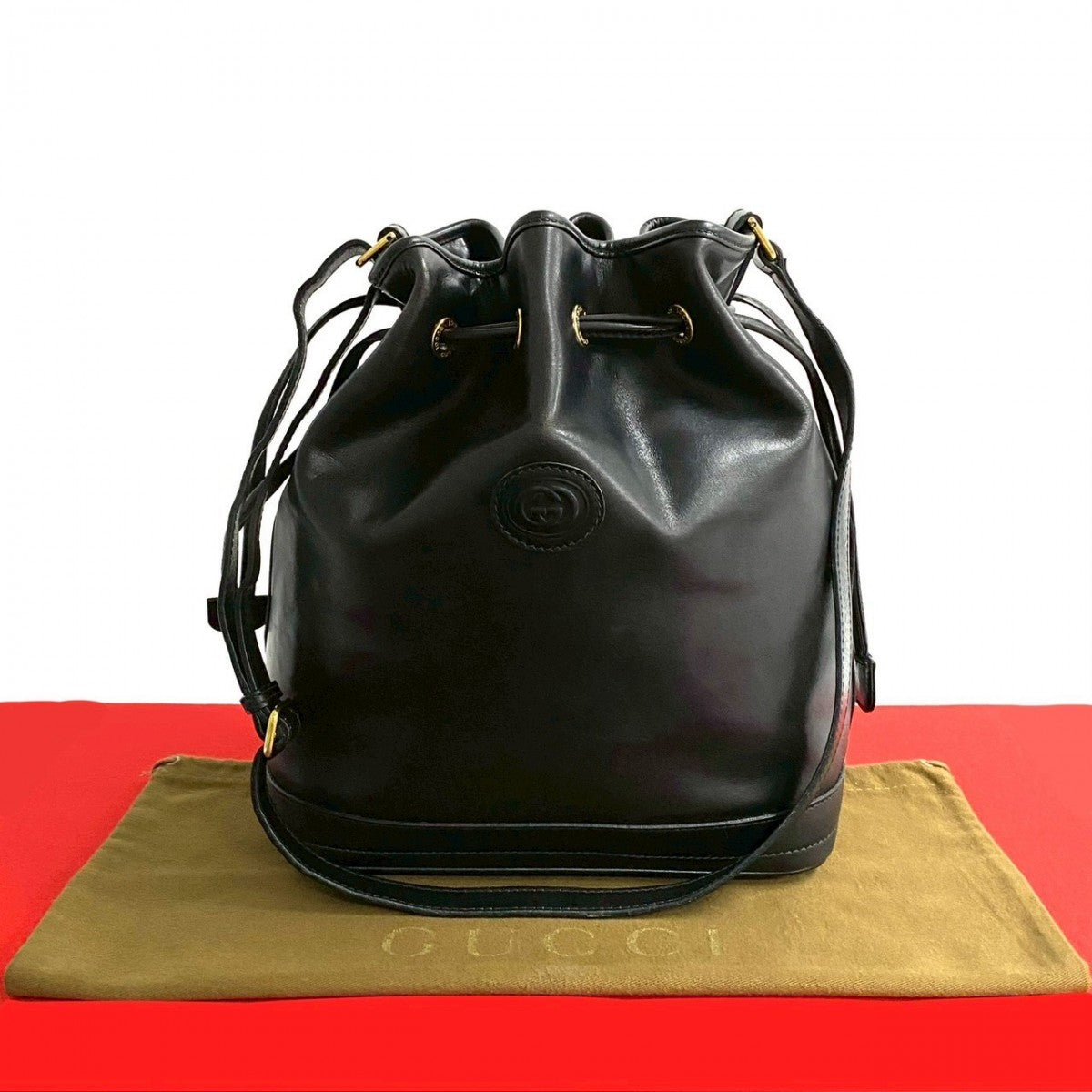 GUCCI Shoulder Bag leather black Old Gucci