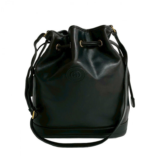 GUCCI Shoulder Bag leather black Old Gucci