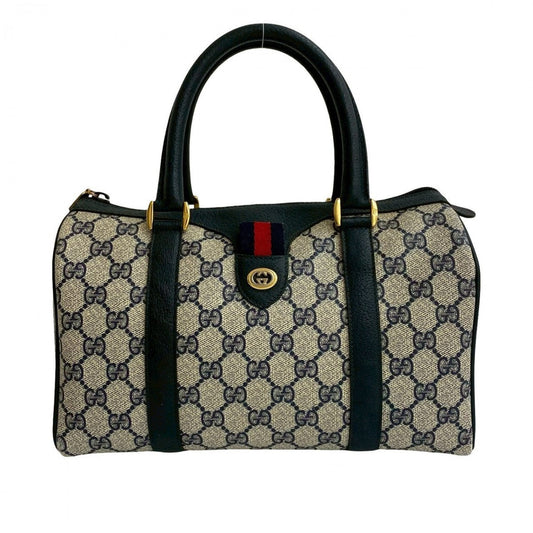 GUCCI Handbag leather Navy Sherry line