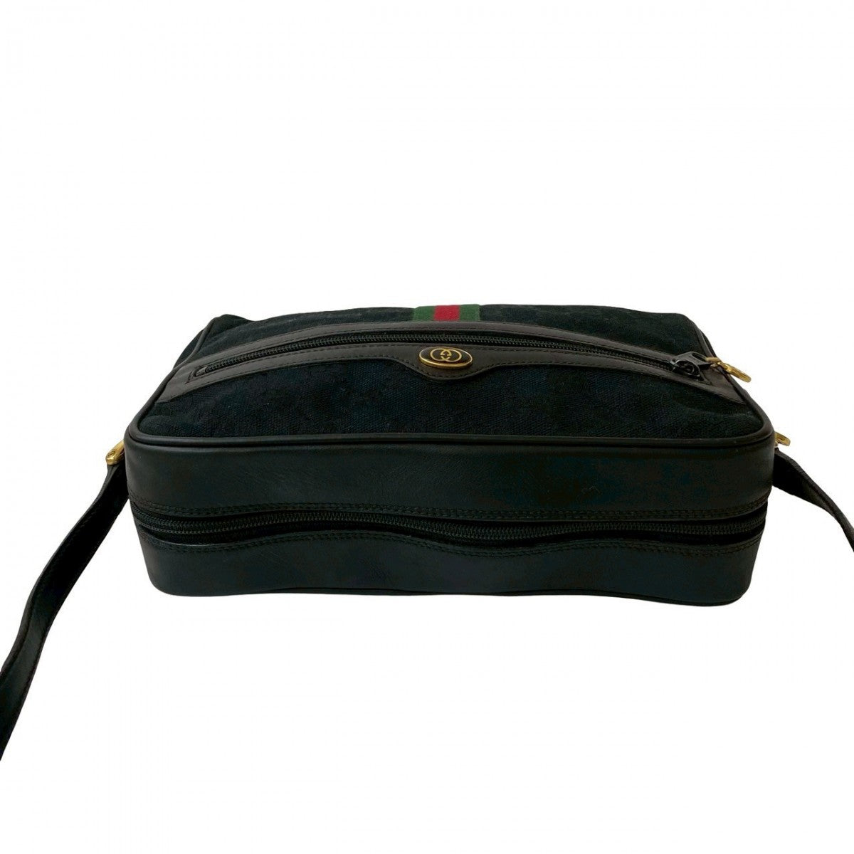 GUCCI Shoulder Bag Canvas, Leather black GG logo Metal Sherry line Women Used Authentic