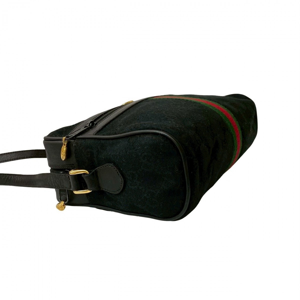 GUCCI Shoulder Bag Canvas, Leather black GG logo Metal Sherry line Women Used Authentic