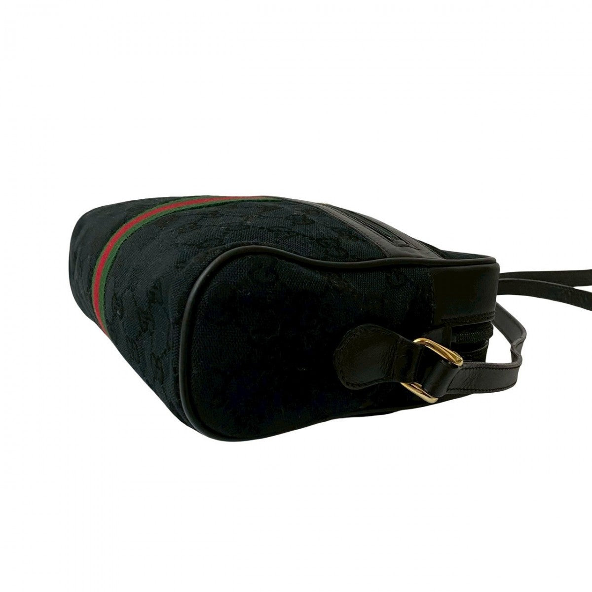 GUCCI Shoulder Bag Canvas, Leather black GG logo Metal Sherry line Women Used Authentic