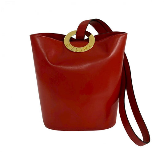 CELINE Shoulder Bag leather Red