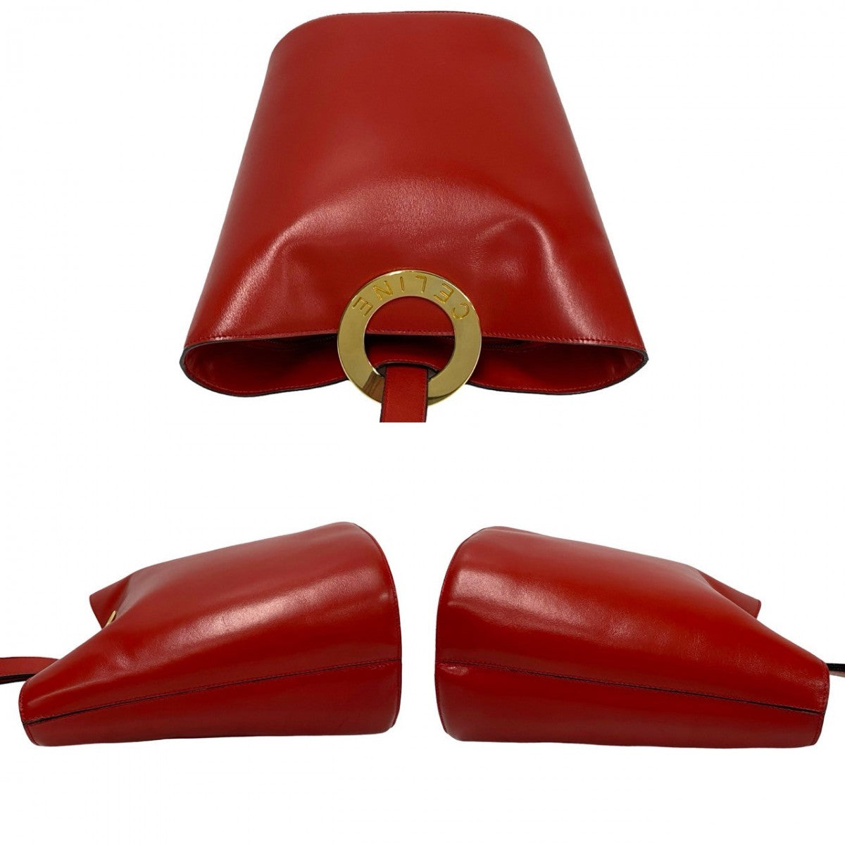 CELINE Shoulder Bag leather Red