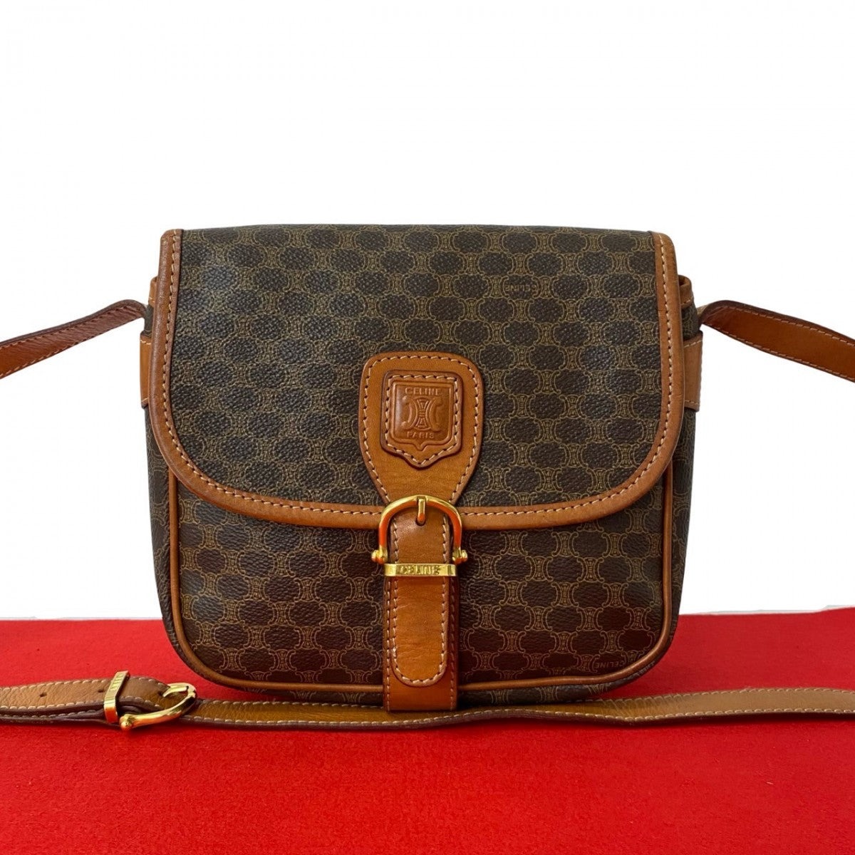 CELINE Shoulder Bag leather Brown