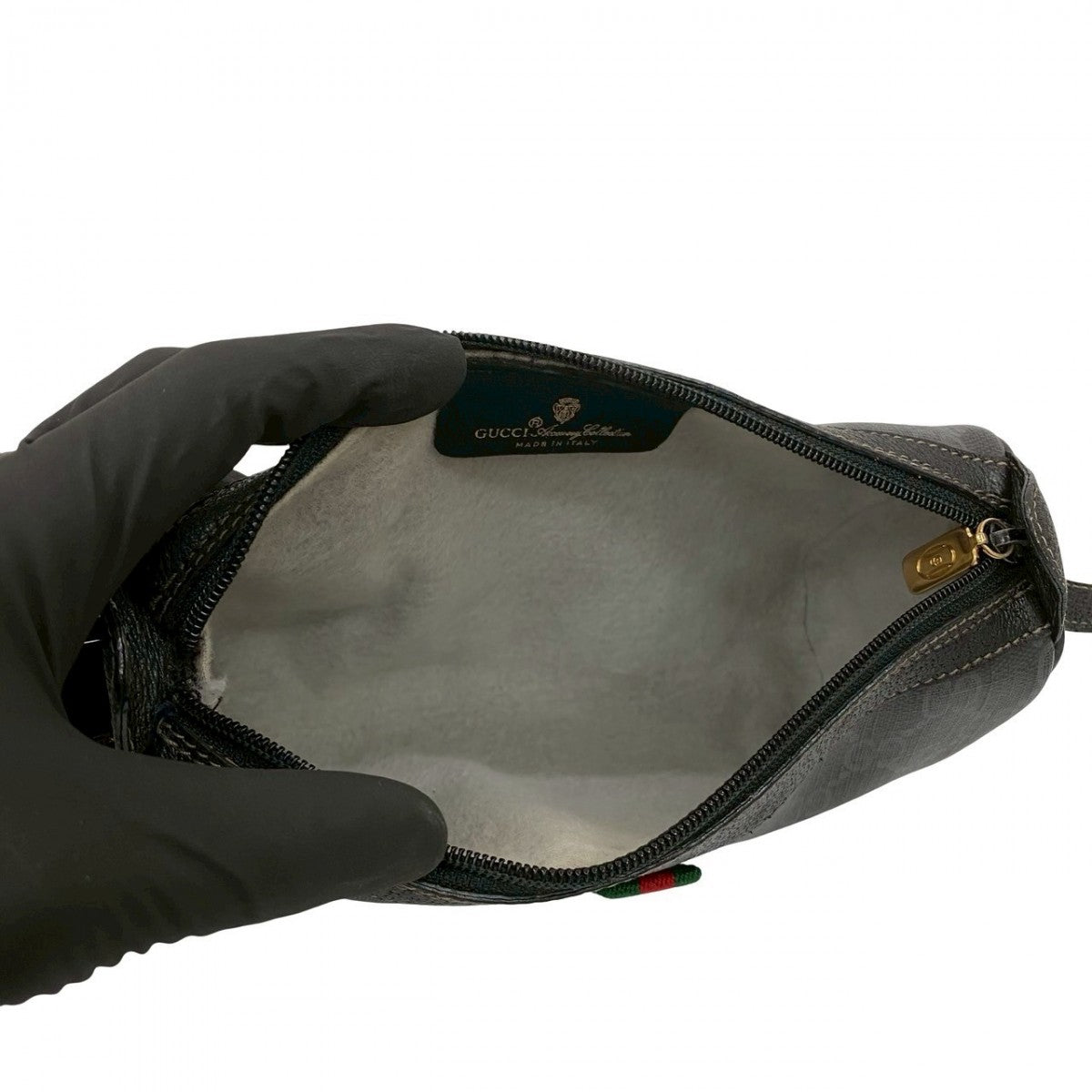 GUCCI Shoulder Bag Leather, PVC black GG logo Pattern Sherry line Women Used Authentic