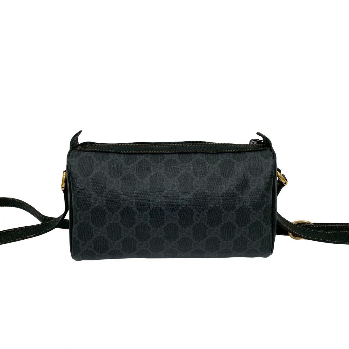 GUCCI Shoulder Bag Leather, PVC black GG logo Pattern Sherry line Women Used Authentic