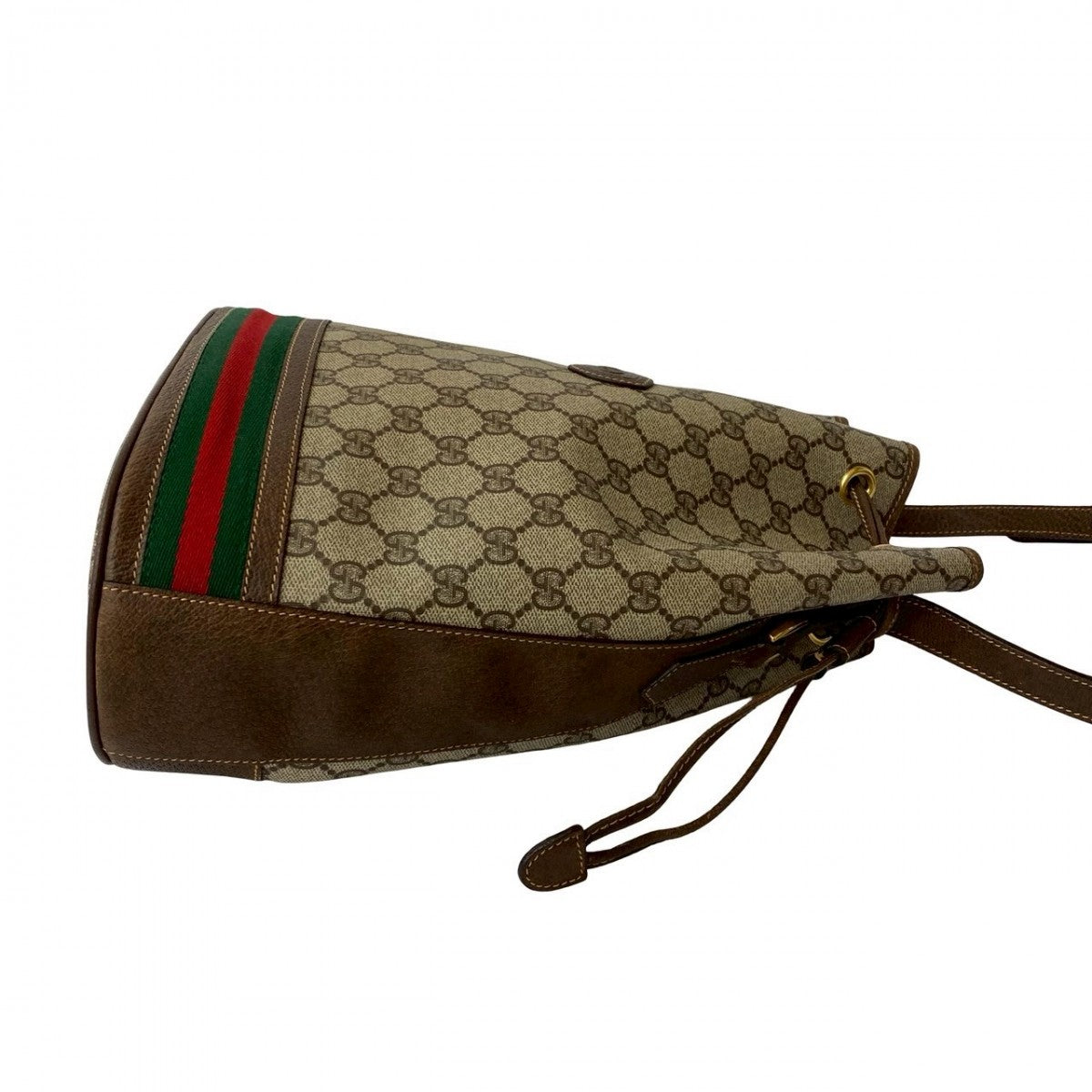GUCCI Shoulder Bag Leather, PVC Brown GG logo Women Used Authentic