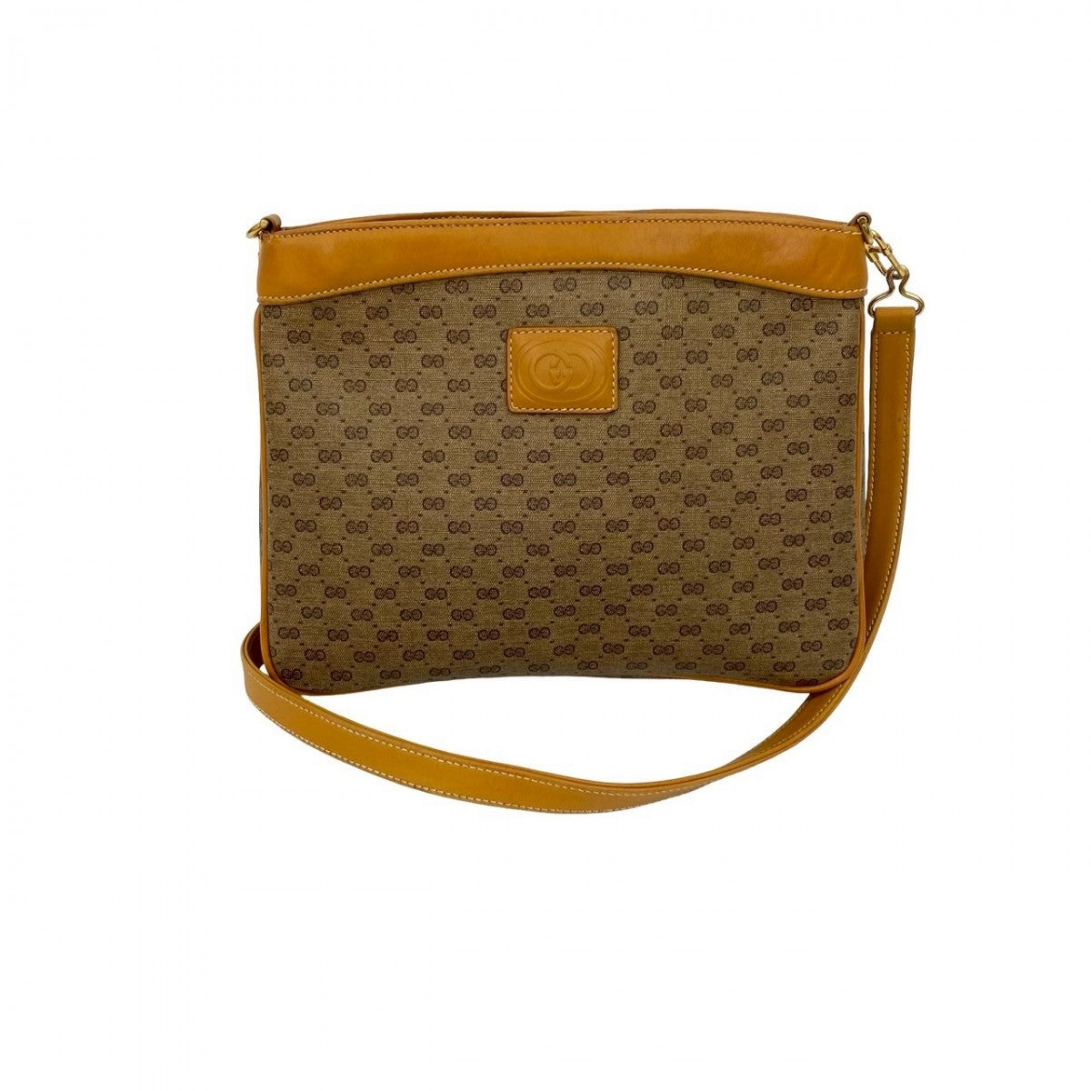 GUCCI Shoulder Bag Leather, PVC Brown Micro GG logo Women Used Authentic