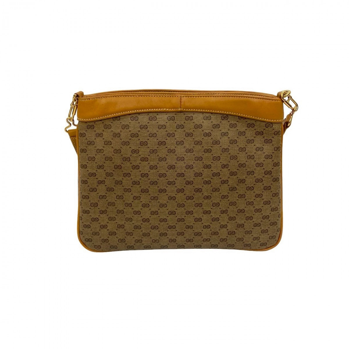 GUCCI Shoulder Bag Leather, PVC Brown Micro GG logo Women Used Authentic