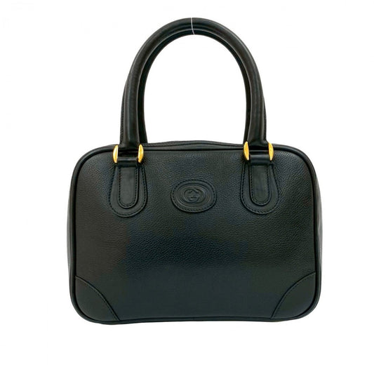 GUCCI Handbag leather black GG logo Women Used Authentic