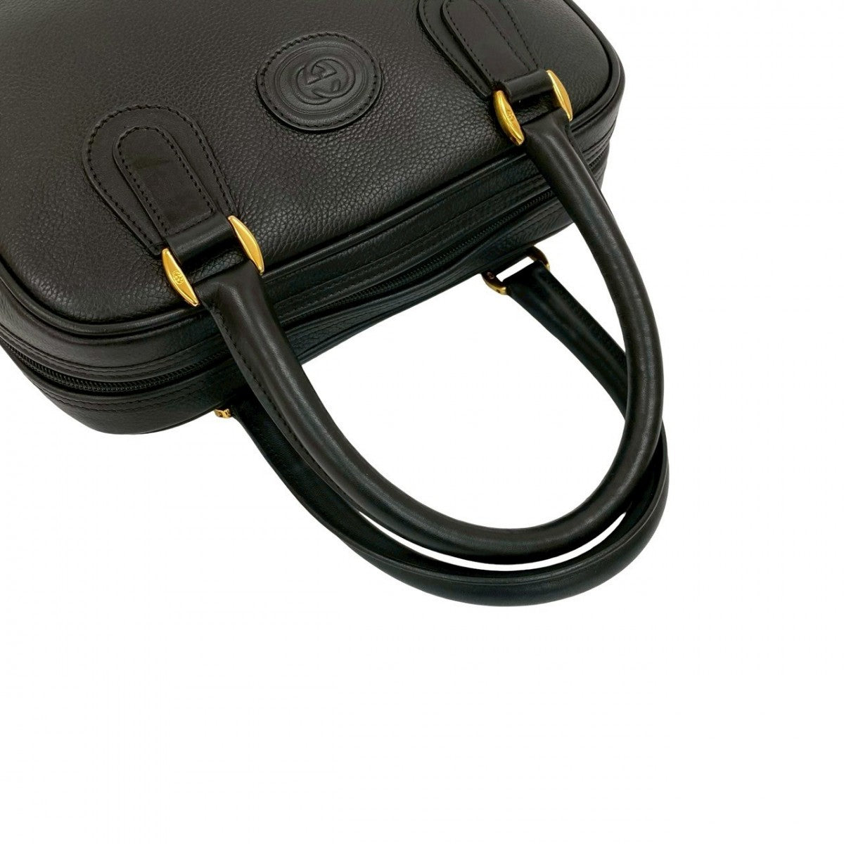 GUCCI Handbag leather black GG logo Women Used Authentic