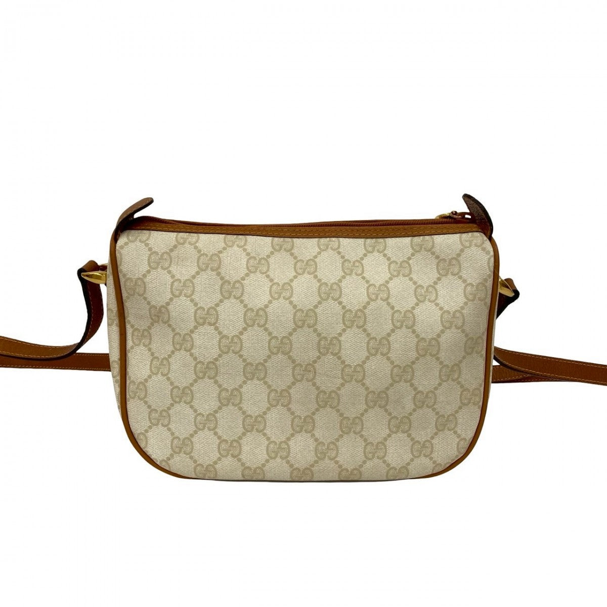 GUCCI Shoulder Bag Leather, PVC white GG logo Metal Sherry line Women Used Authentic