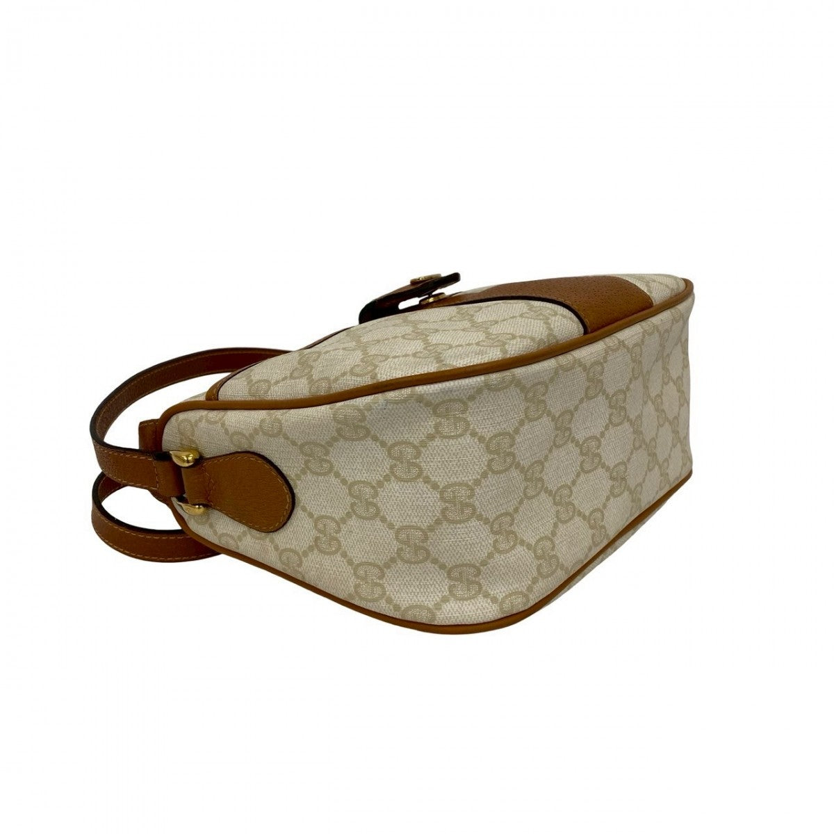 GUCCI Shoulder Bag Leather, PVC white GG logo Metal Sherry line Women Used Authentic