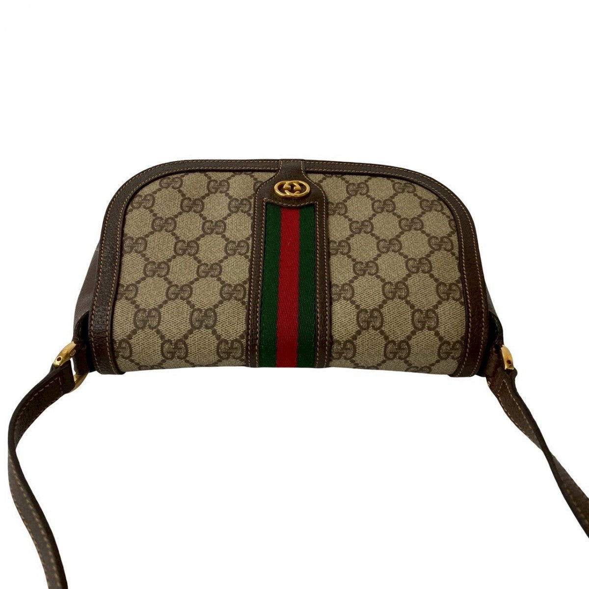 GUCCI Shoulder Bag Leather, PVC Brown GG logo Metal Sherry line Women Used Authentic