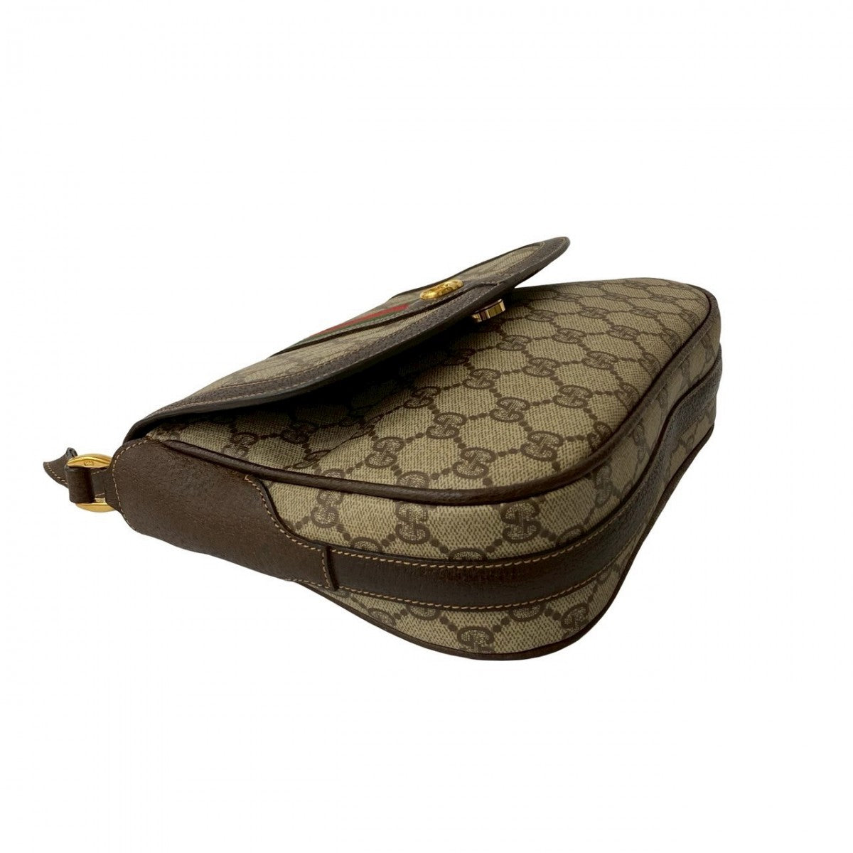 GUCCI Shoulder Bag Leather, PVC Brown GG logo Metal Sherry line Women Used Authentic