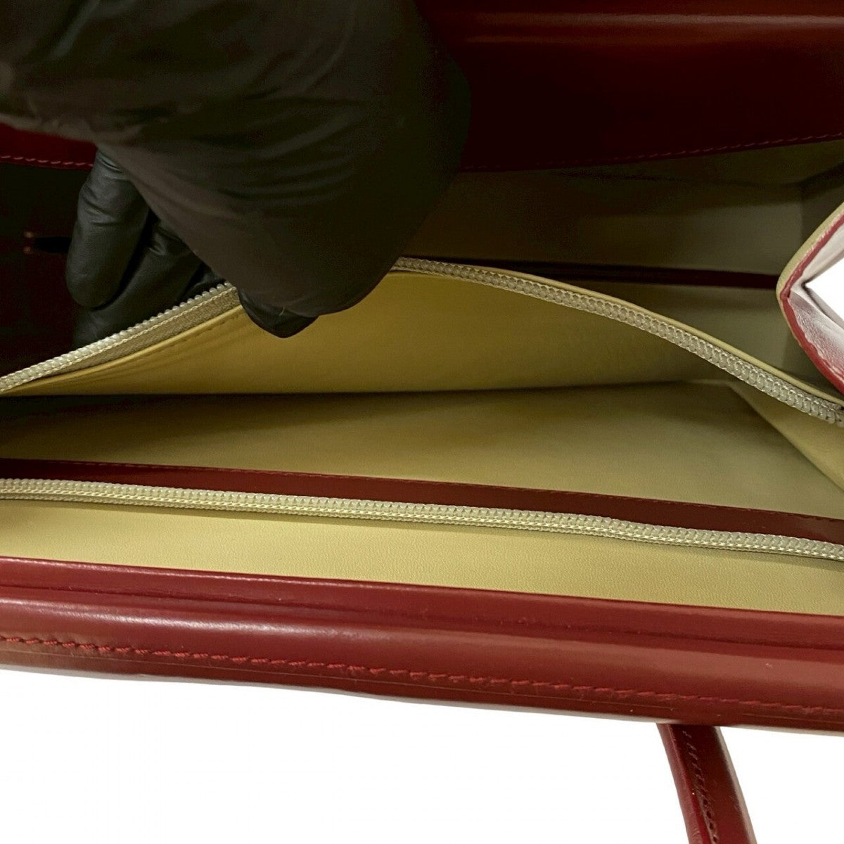 LOEWE Handbag leather wine-red Anagram logo Women Used Authentic