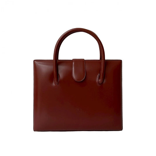 LOEWE Handbag leather wine-red Anagram logo Women Used Authentic