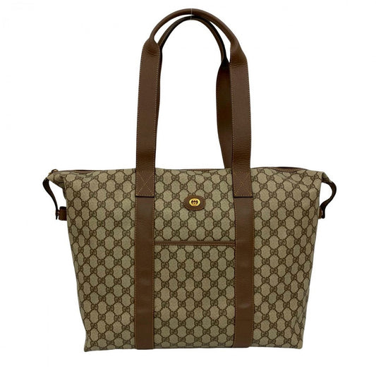 GUCCI Boston Duffel bag Leather, PVC Brown GG logo Metal Women Used Authentic