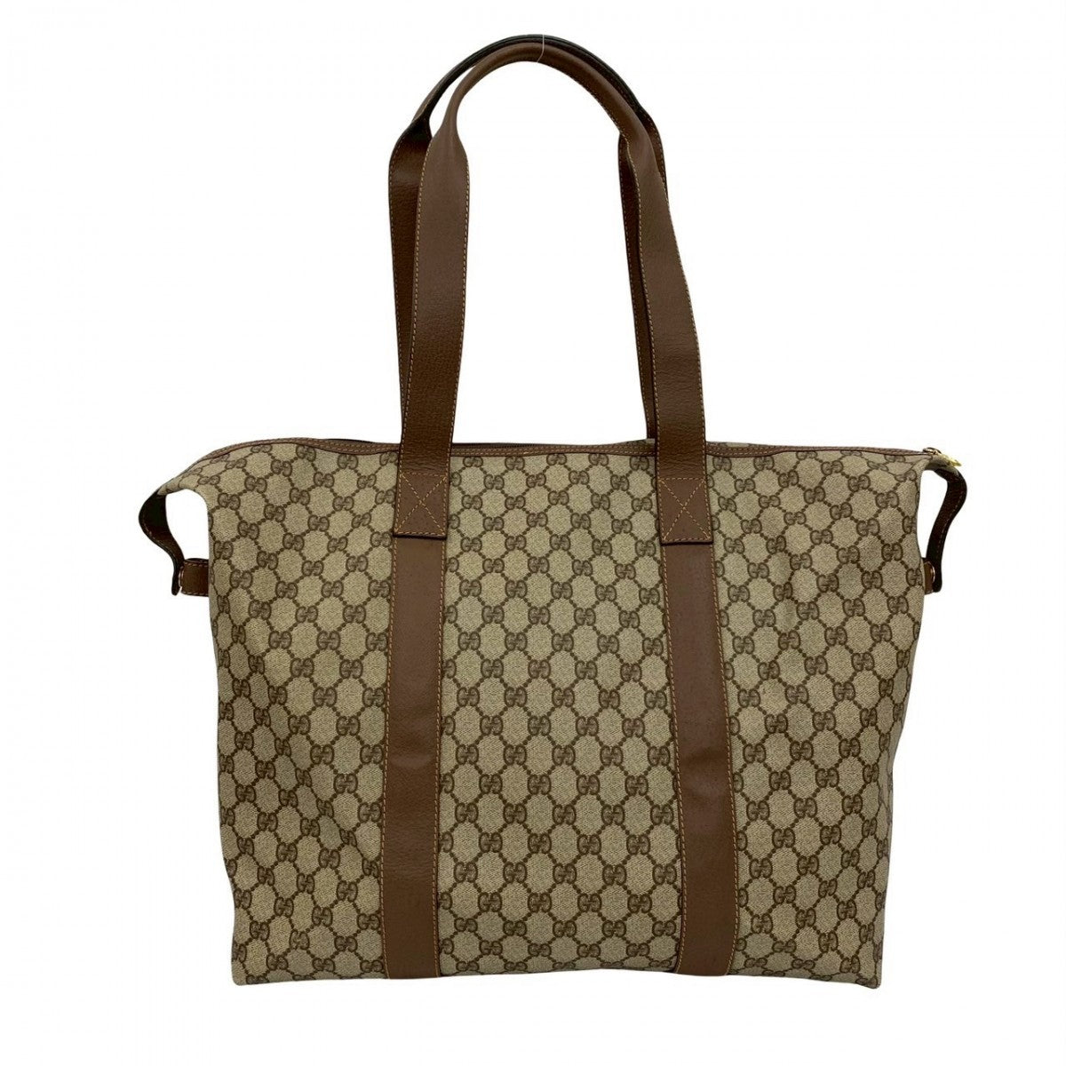 GUCCI Boston Duffel bag Leather, PVC Brown GG logo Metal Women Used Authentic