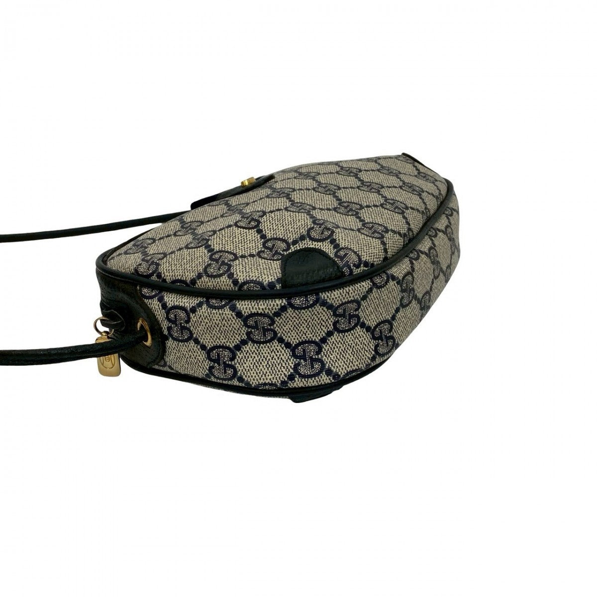 GUCCI Shoulder Bag Leather, PVC Navy GG logo Metal Sherry line Women Used Authentic