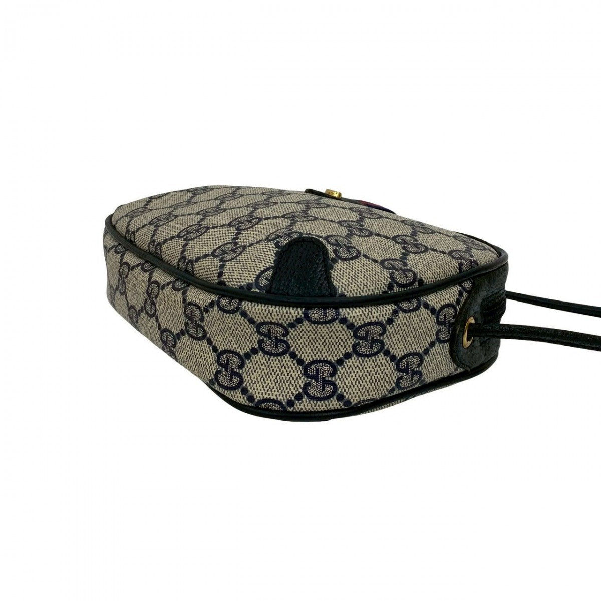 GUCCI Shoulder Bag Leather, PVC Navy GG logo Metal Sherry line Women Used Authentic