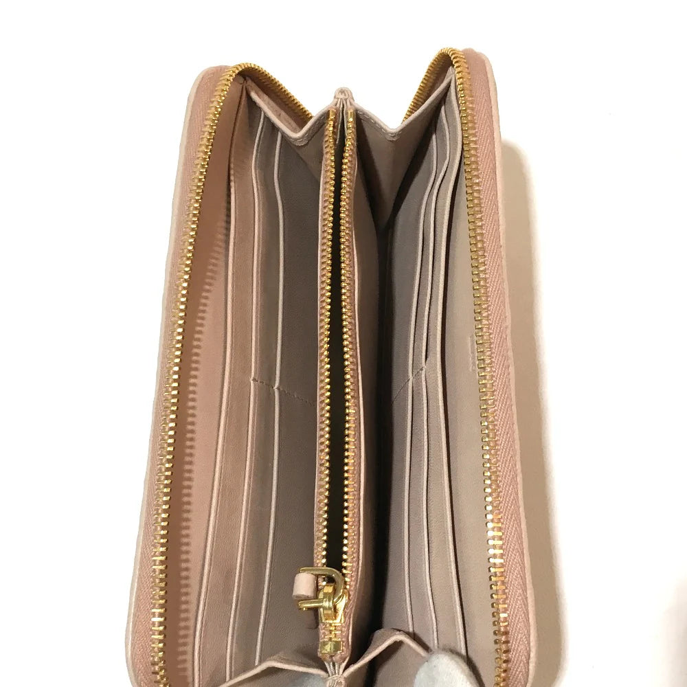 PRADA Ruched Long Wallet Beige