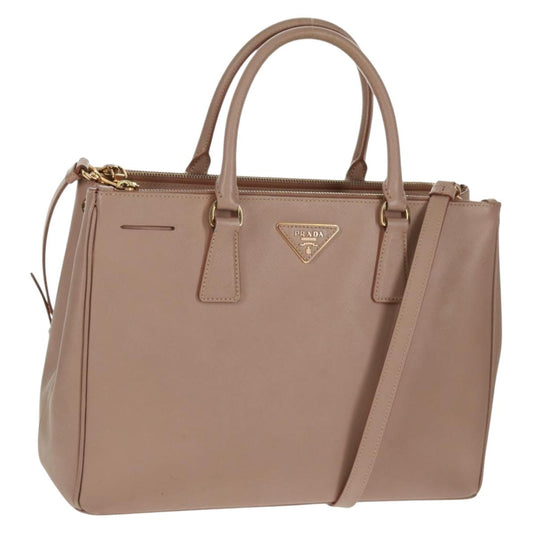 PRADA Two Way Hand Bag Saffiano Leather Pink Gold