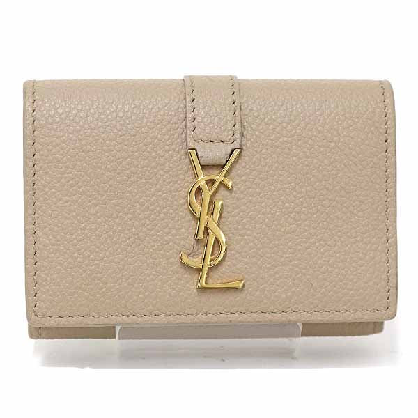 SAINT LAURENT Tri-fold wallet leather beige YSL Line Origami Tiny Wallet