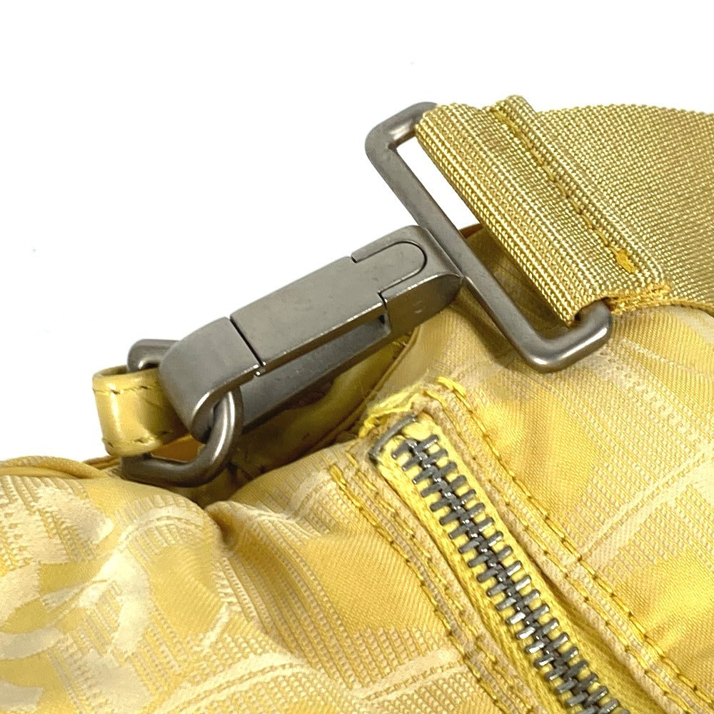 CHANEL Shoulder Bag Nylon jacquard yellow New travel line Cylindrical Women Used Authentic