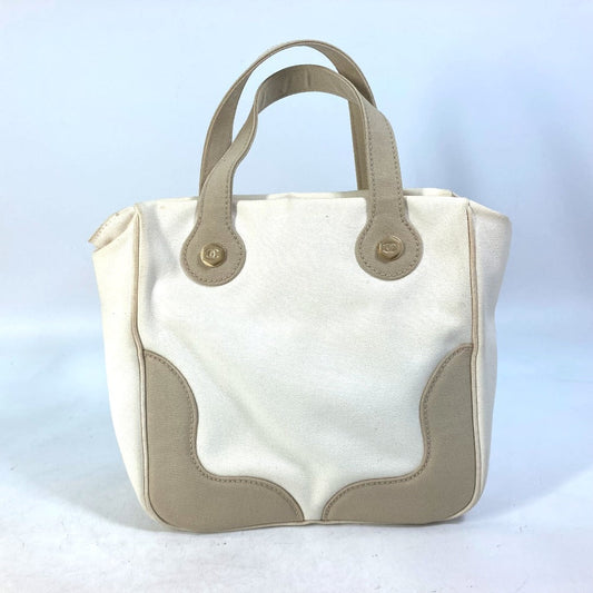 CHANEL Tote Bag canvas beige Shoulder CC COCO Mark Marshmallow Women Used Authentic
