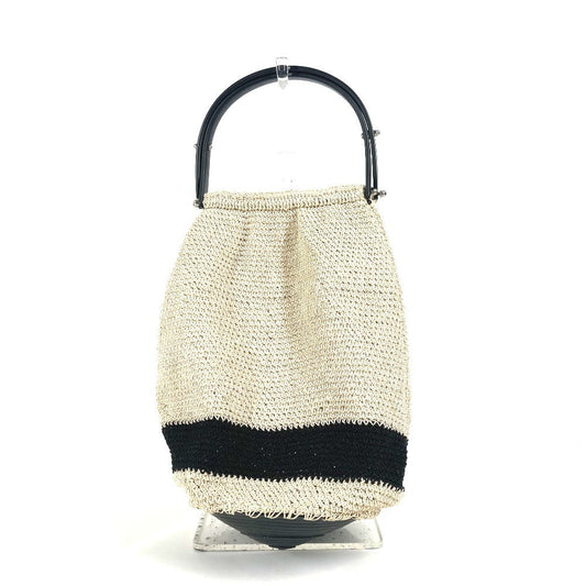 CHANEL Handbag canvas beige logo mesh Women Used Authentic