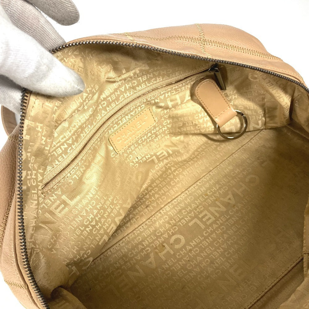 CHANEL Shoulder Bag Caviar skin beige Chocolate bar Women Used Authentic