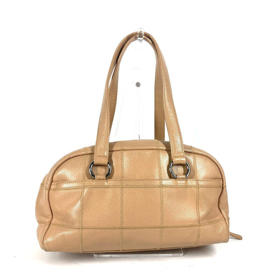 CHANEL Shoulder Bag Caviar skin beige Chocolate bar Women Used Authentic