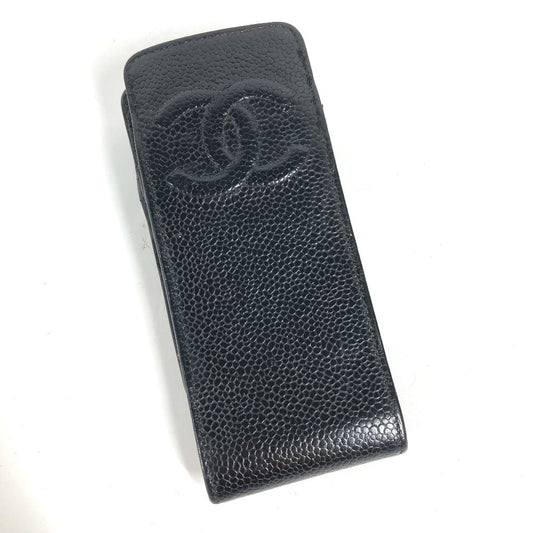 CHANEL Pouch Caviar skin black vintage CC COCO Mark Women Used Authentic