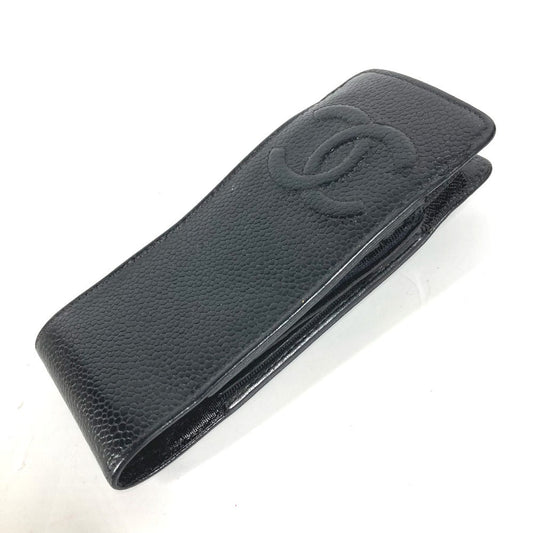 CHANEL Pouch Caviar skin black vintage CC COCO Mark Women Used Authentic