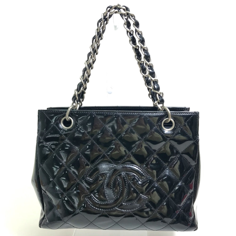 CHANEL Handbag enamel black Tote Bag CC COCO Mark Women Used Authentic