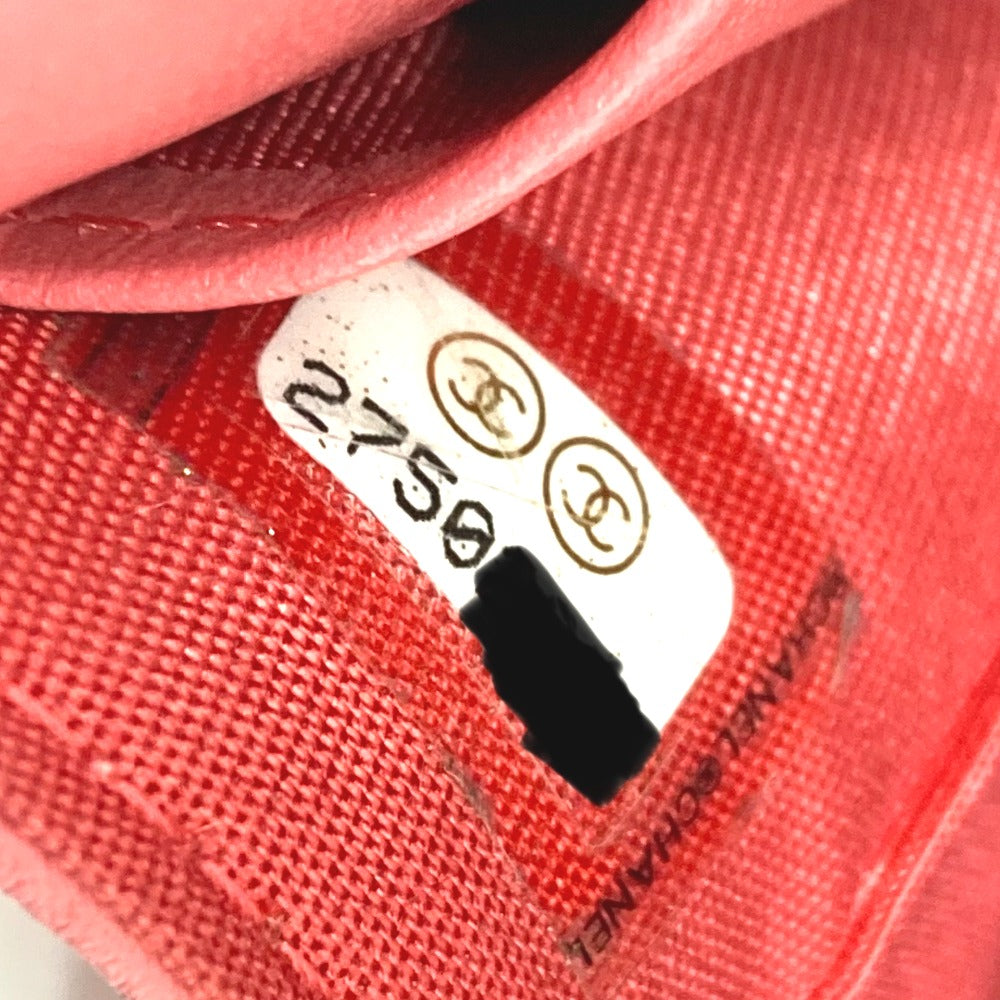 CHANEL Trifold wallet A70796 Caviar skin salmon pink CC COCO Mark W Hook Wallet Small Flap Wallet Women Used Authentic