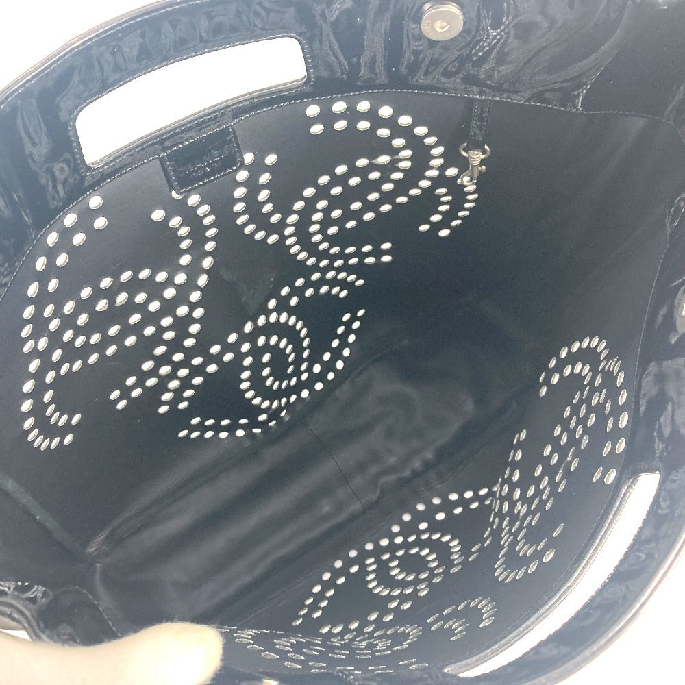 CHANEL Handbag enamel black Punching logo Triple Coco CC COCO Mark Women Used Authentic
