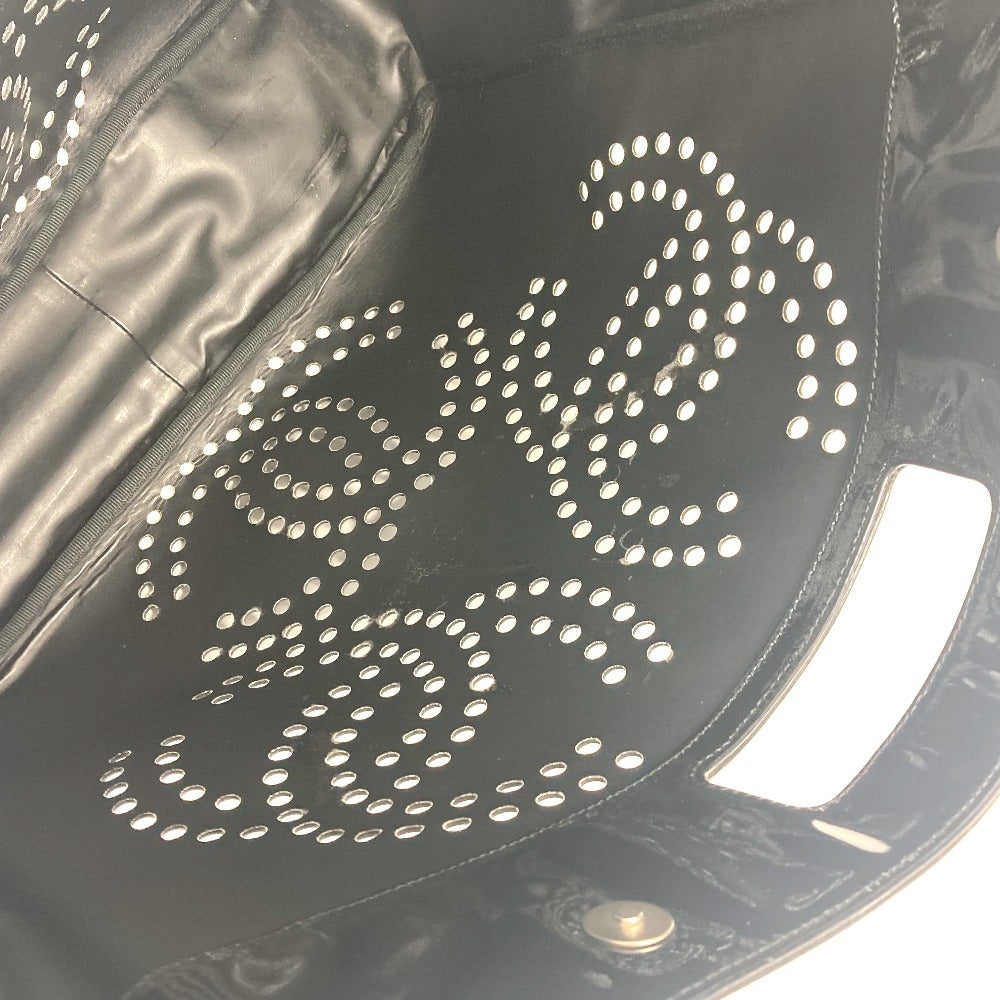 CHANEL Handbag enamel black Punching logo Triple Coco CC COCO Mark Women Used Authentic