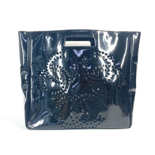 CHANEL Handbag enamel black Punching logo Triple Coco CC COCO Mark Women Used Authentic